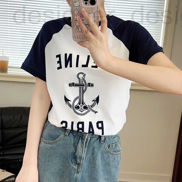 

women's hoodies & sweatshirts designer 23 year ce home new navy style contrast flocking letter t-shirt boat pattern versatile wrfk, Black