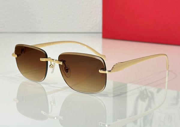 

fashion designer 0058 mens women sunglasses unique lens cutting frameless metal square shape glasses outdoor simple business style uv protec, White;black