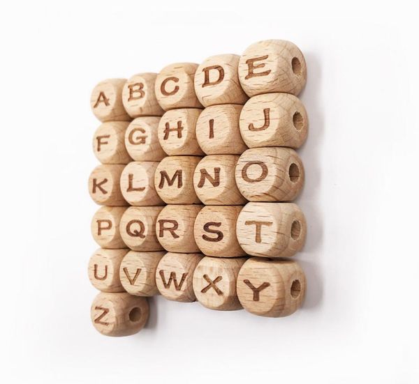

26pcs natural wooden square beads alphabet az letters wood spacer beads for baby teether pacifier clip diy for jewelry making1460593, Black