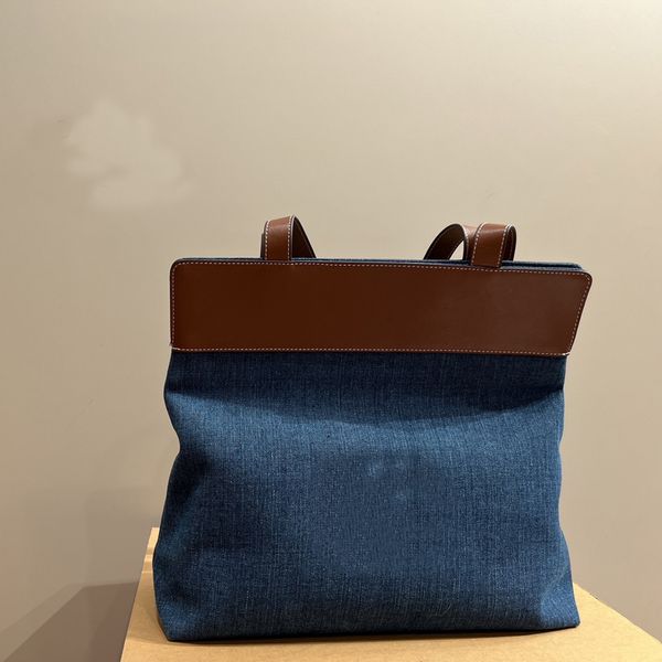 

denim canvas handbags underarm package shoulder bag beach tote denim middle ages commuting leather shoulder straps quilting letter fashion s