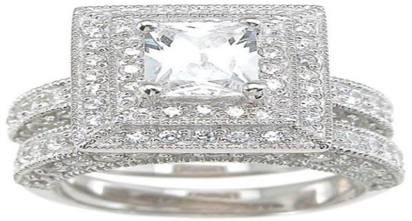 

professional whole vintage jewelry z simulated diamond 14kt white gold filled 3in1 wedding ring set for christmas gift s3496721801660, Slivery;golden