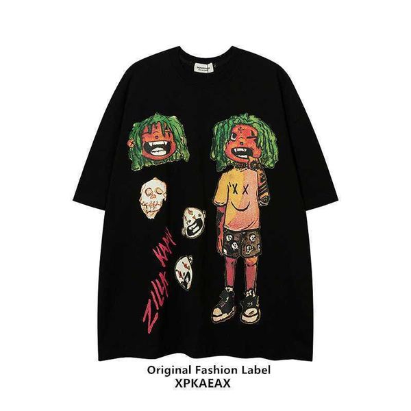 

designerfashion t-shirt fashion brand american cartoon fun print short sleeve student loose oversize high street t-shirt summerumls, White;black