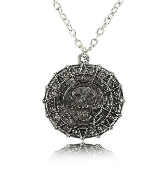 

movie jewelry pirates necklace vintage bronze silver designer skull coin pendant necklace men gift souvenirs party friendship gift6334956