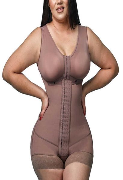 

high compression hook fajas colombianas shapewear women eye closure adjustable breast garment with bra double q081961602381806581, Black;white