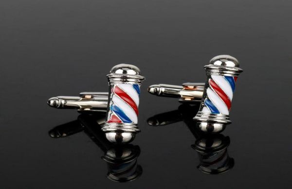 

dongsheng tie clips cufflink series barber shop barber pole cufflinks men shirt cuff buttons jewelry cufflinks new accessories4833032, Silver