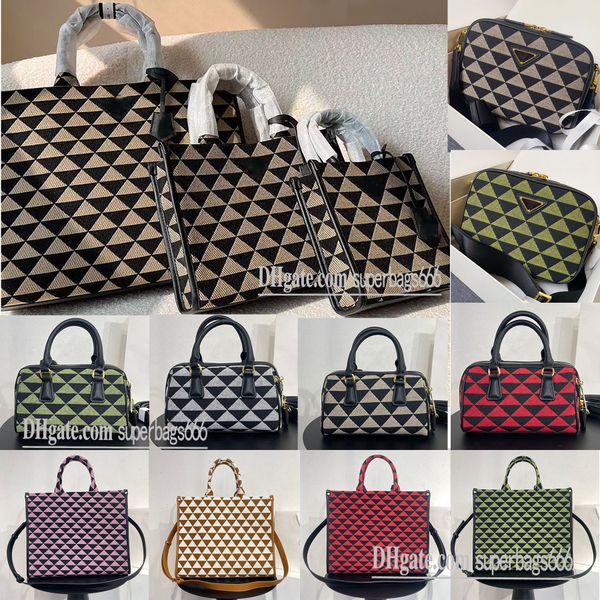 

symbole embroidered fabric bag prad tote crossbody handbags designer ladies triangle symbole jacquard luxurious messenger women shoulder bag