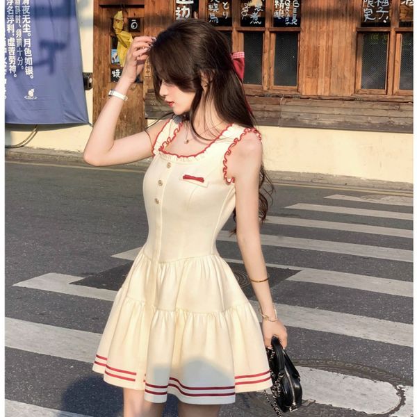 

basic casual dresses summer womens japanese strap dress spicy girl fashion sweet black aline shortskirt women female vestidos traf 230710, Black;gray