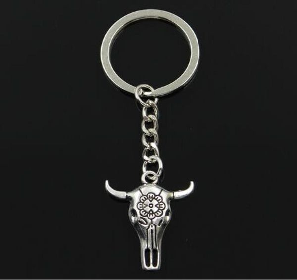 

30pcslot key ring keychain jewelry silver plated skull bull ox star headcharms pendant for key accessories9648767, Slivery;golden