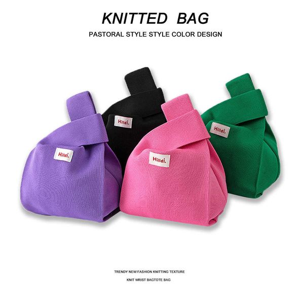 

tote bag solid color women's knitted handbag tank bag casual versatile paper towel bag summer version small and popular fashion
