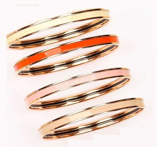 

luxury designer bracelet her max design v enamel bangle bracelet for women girls vintage colorful cuff bangles gold plate tone thin 8mm band, Black