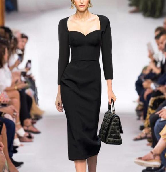 

120 2021 runway dress spring summer dress brand same style empire short sleeve square neck womens dress fashion i5999828, Black