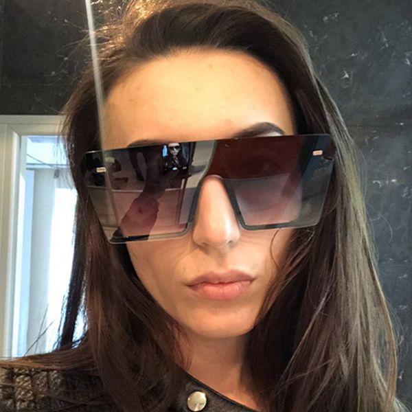 

vintage oversized square one piece sunglasses women men fashion mirror gradient lenses outdoor beach big eyewear sg695, White;black