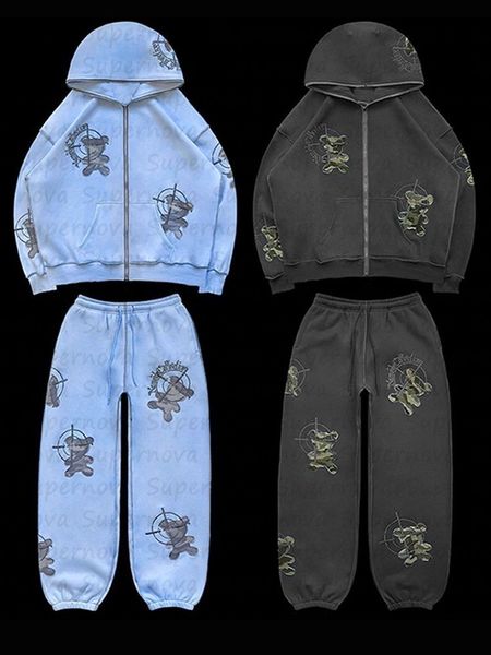 

women's hoodies sweatshirts aesthetic zipper hoodie sports shirt gothic sports suit junk y2k clothing men's hip-hop oversized stre, Black