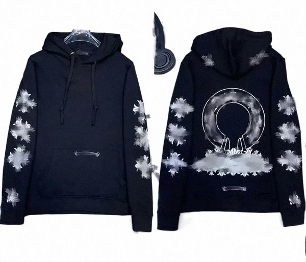 

men's hoodies sweatshirts designer mens designer chrome winter heart hoodie ch long sleeve jacket loose coat hooded hoody men woman hip, Black