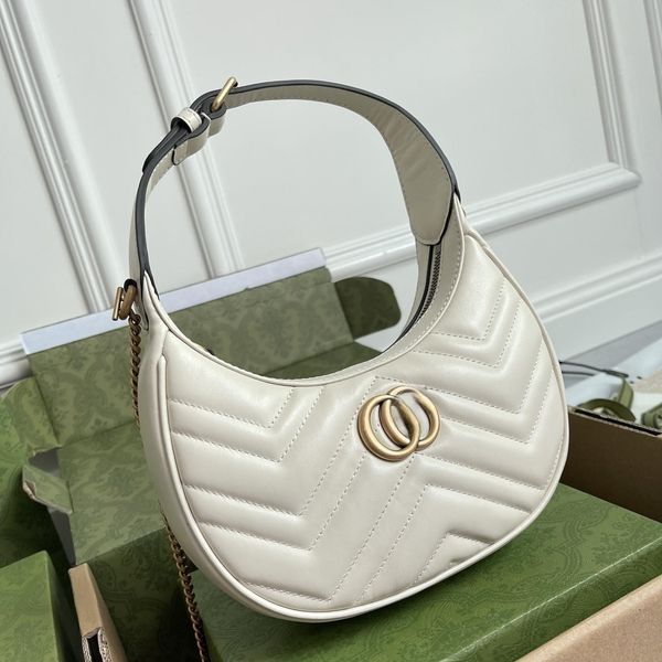 

shoulder bags marmont underarm luxury designer bag chain crossbody bags high-quality shaped hobo bag brand half moon calfskin leather qulite