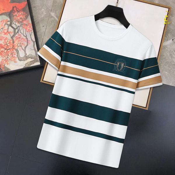 

european and american designers oversized men's clothing round neck shirt short sleeved t-shirt b letter embroidered print casual maldi, Black;brown