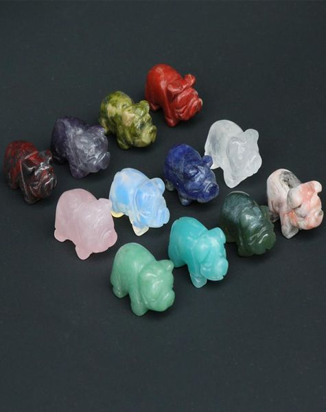 

rose quartz stone carving pig shape crystal healing decoration animal ornaments crafts 2032mm5149754, Black