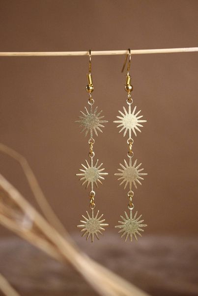 

stud sun earrings boho jewelry astrology gold color 230710, Golden;silver