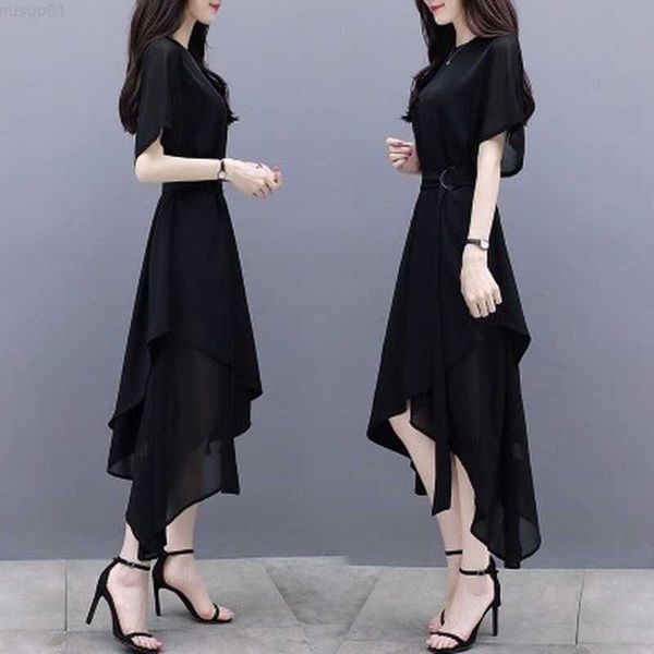 

urban dresses summer women's clothing black long dress short sleeve irregular grace chinese style retro slim fit belt midi skirt wholes, White;black