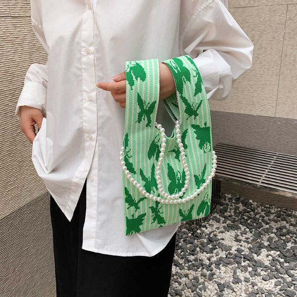

tianmi summer new style bag butterfly carrying bag knitted bag small personality tote bag open fashion women's bag