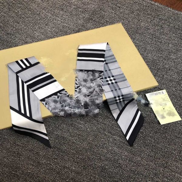 

designer letters print floral silk scarf headband for women fashion scarves shoulder tote luggage ribbon head wraps double ribbon ladies gif, Blue;gray