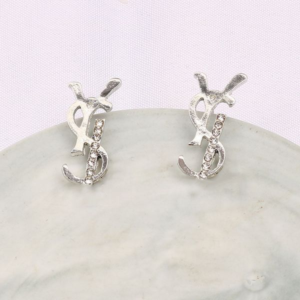 

designer brand elegant stud earring double letters girls earrings luxury fashion jewelry woman earring gift accessoriesy 20style, Golden;silver