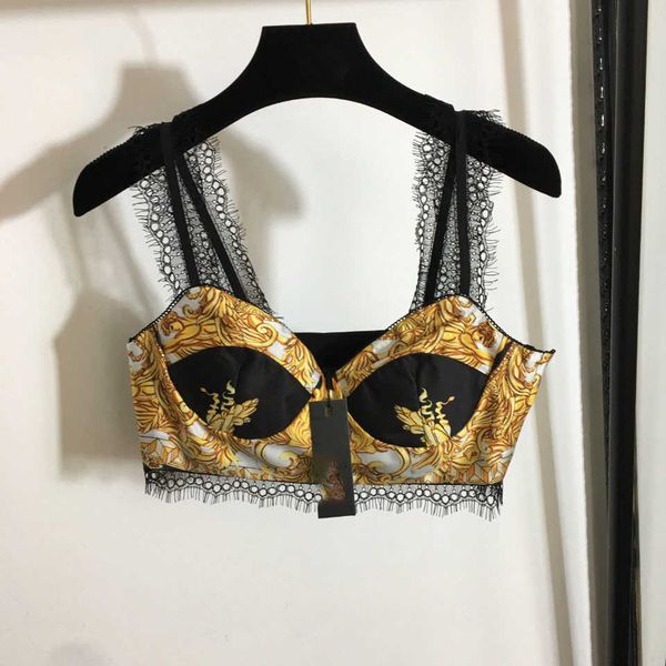 

23ss tank sling womens designer clothing womens colorblock printing lace edge bra strap underwear can be worn alone women clothes, Black;white