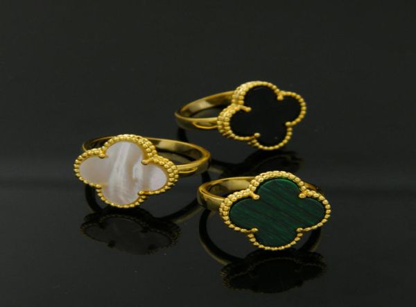 

sell brand rings four leaves clover design lady finger ring nature gemstone agate shell fit all for girls women9414733, Slivery;golden