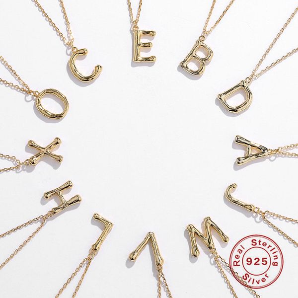 

18k gold plated 925 stelring silver 26 letter pendant necklaces for women popular fashion necklace jewelry gift