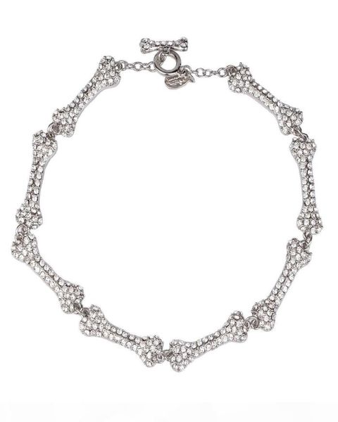 

eightsection bone necklace full of diamonds flashing diamonds fivesection bone saturn necklace european and american punk9755670, Silver