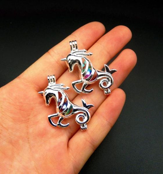 

in 2018 the new bright silver unicorn pearl cage 10pcs jewelry makes pearl cage pendant essence oil diffusion pearl and pearl9953568