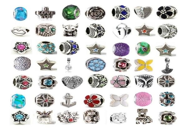 

mix alloy crystal charm bead glass bead at least 100 different style for bracelet necklace7419919, Bronze;silver