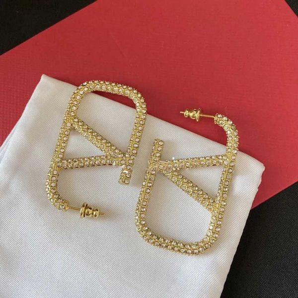 

2023 earrings designer for women stud luxury gold heart shape pearl crystal gold double v letter 925s silver jewelry classic-a11, Golden;silver