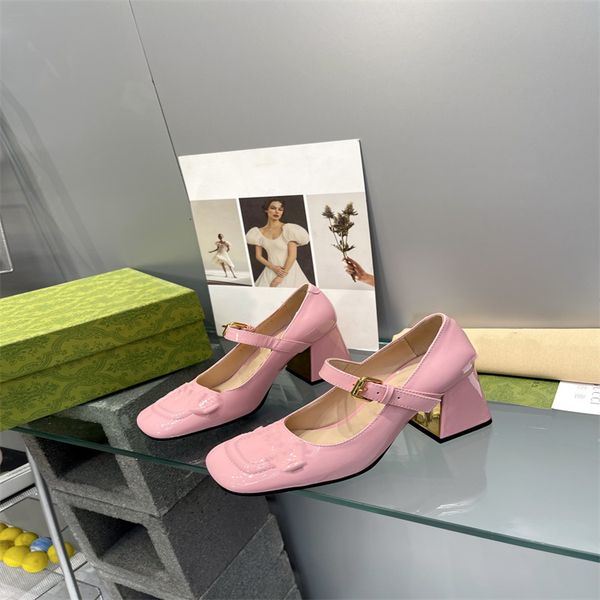 

premium designer sandals genuine leather chunky mary jane pumps, Black