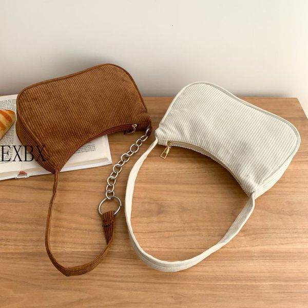 

evening bags fashion vintage women handbags corduroy underarm bag casual shoulder solid color zipper female handbag clutch 230711
