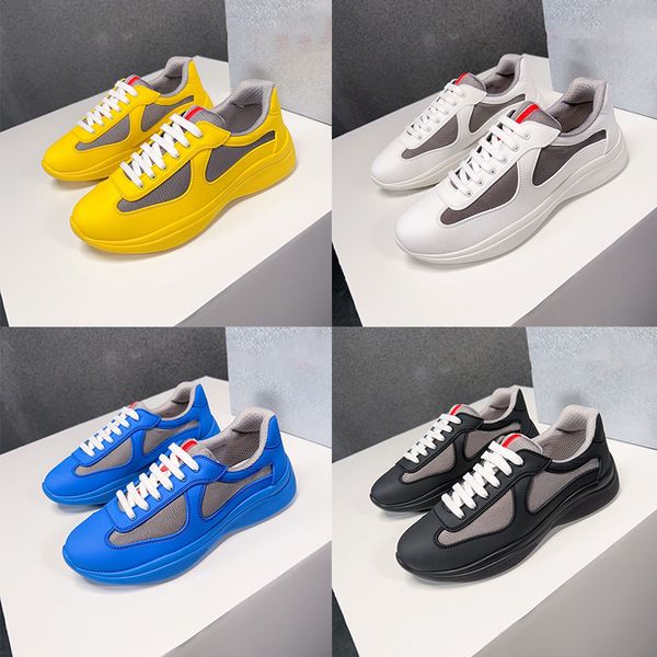 

designer americs cup sneaker americ running shoes patent leather mesh mens trainers soft rubber and bike fabric pradaa low comfortable breat