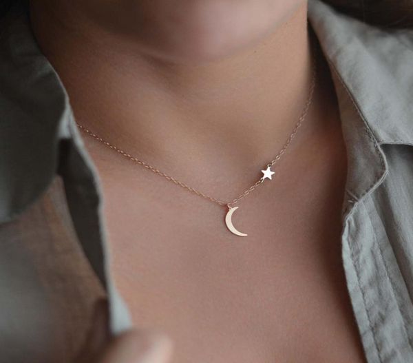 

simple star moon pendant necklace for women new bijoux maxi statement necklaces collier fashion jewelry gold silver color2231565