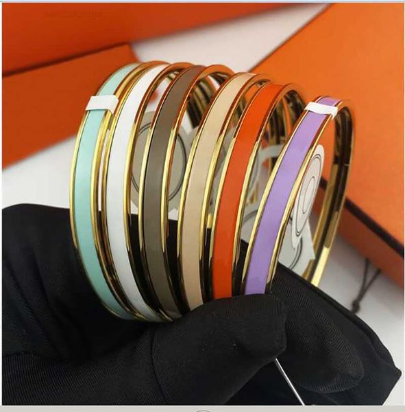 

designer bracelet luxury brand her max brand design colorful enamel 6mm bangle bracelet for women girls stainless steel bangles bracelets ba, Black
