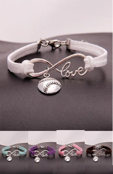 

fashion softball baseball charm bracelets for women mens ball sports lover love infinity velvet wrap bangle diy jewelry in bulk9683890, Golden;silver