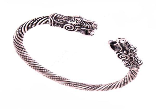 

wristband cuff bangle pangan wicca jewelry dragon head bangle bracelet punk style viking bangles jewelry dragon totem bracelets fo9117010, Golden;silver