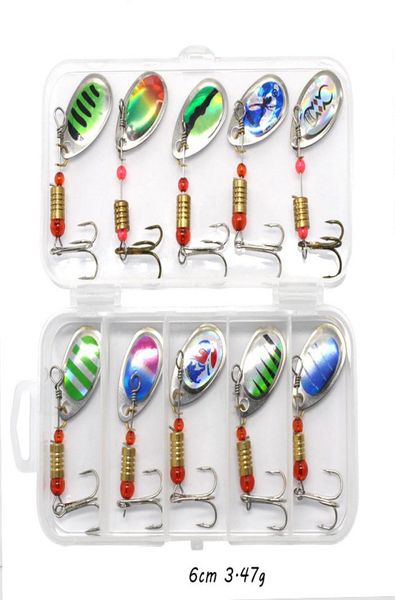 

10pcs/box 10 colors mixed 6cm 3.47g spinner metal baits & lures 6# hook fishing hooks fishhooks pesca tackle k2009650706