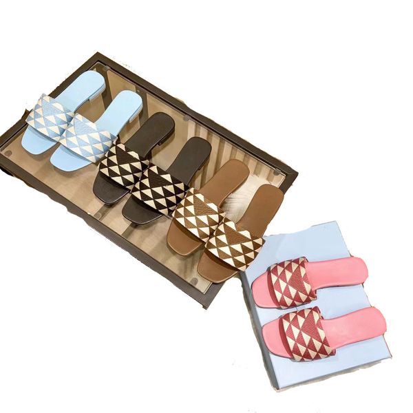 

2023ss woman embroidered fabric slides slippers new summer fashion flip flops casual sandals summer leather flat slide rubber sole 6 styles, Black