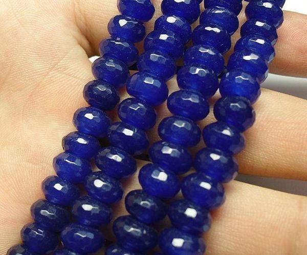 

5x8mm faceted blue sapphire gemstone roundel loose beads 15quot6695461, Crystal
