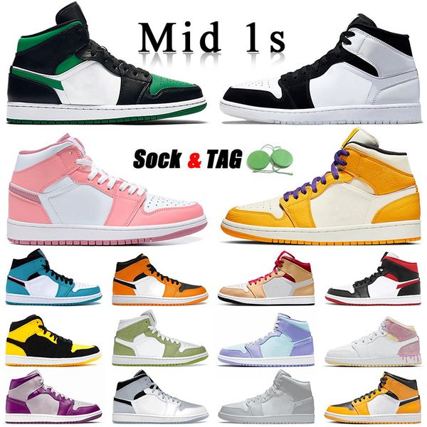 

authentic valentine's day 2023 jumpman 1 mid basketball shoes diamond lakers yellow pine green outdoor trainers luxury 1s space jam tax
