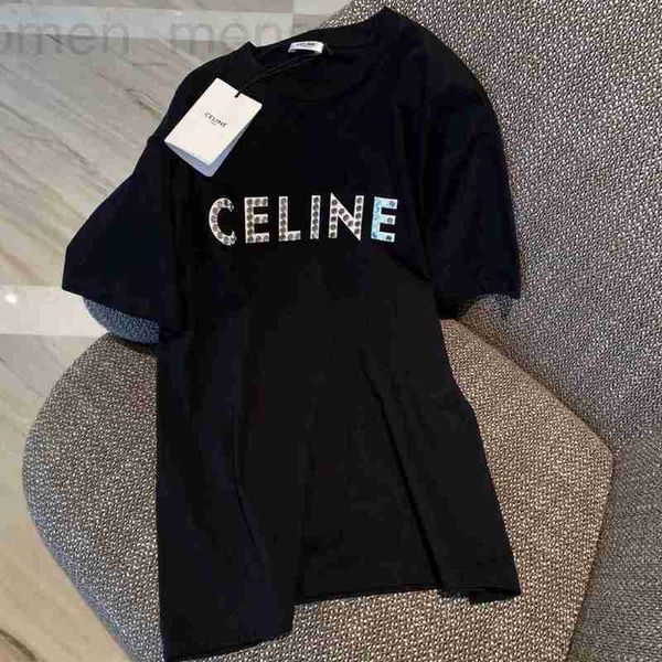 

men's casual shirts designer wang yibo same ce23 early spring new rivet letter round neck short sleeve t-shirt for men and women couple, White;black