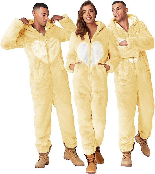 

stay cozy and stylish with sherpa onesie lovers pajamas for women and men