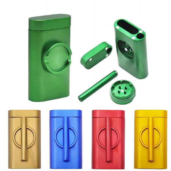 

Dugout Tobacco Grinder Smoking Accessroies Dry Herb Crusher Four 2 Layer Dia 32mm Spice Grind Case Pinch One Hitter Pipe Metal Grinders