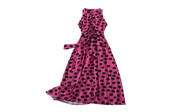 

french retro catwalk polka dot halter dress0123458435203, Black