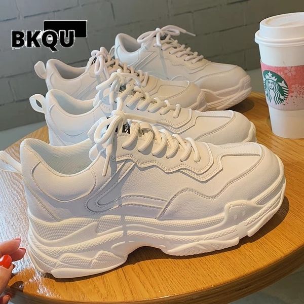 

dress shoes bkqu white sneakers women fashion thick bottom womens platform sneakers spring autumn shoes woman casual shoes 230710, Black