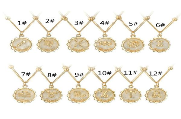 

12 constellation zodiac sign necklace for women girls pendant chain necklaces classic gold vintage jewelry fashion womens gift new9151362, Silver
